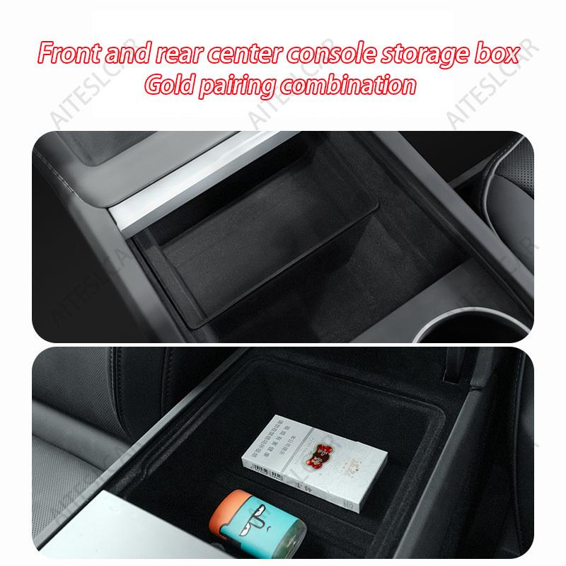 For Tesla Model 3/Y Juniper 2025+ Center Console Organizer Tray Armrest Cubby Drawer Flocking Model Y Storage Box Accessorie