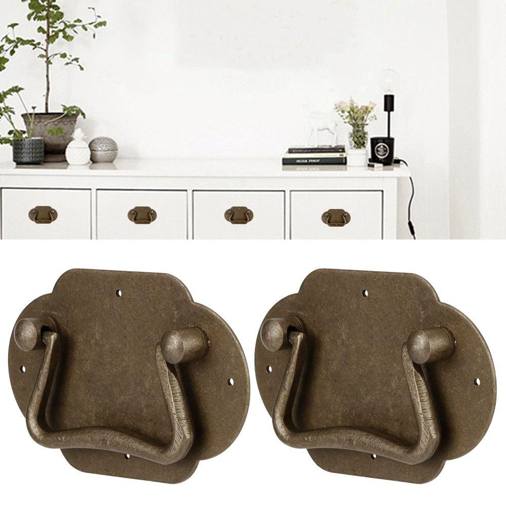 2PCS Bail Drawer Pull Handle Flat Antique Drawer Pull Vintage Cabinet Pull Handle Cabinet