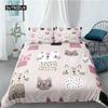 Cartoon Cat Duvet Cover Set for Kids Girl Microfiber Kitten 2/3pcs Cartoon Animal Bedding Set Single Twin Queen King Quilt Cover