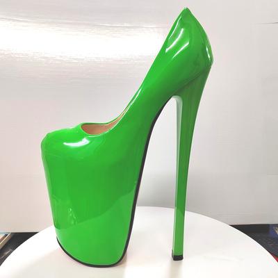 Мода Весна и Осень Новые Ультра Высокий Каблук 22см Зеленый Конфетный Цвет Высокие Каблуки Большой Размер Женская Обувь Сексуальная Обувь Модели Ненавижу Небоскребы