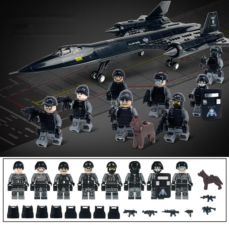 Военный спецназ SR-71 Blackbird USAF Самолет-истребитель Современный солдат Минифигурки Блок-модель Строительные наборы Развивающие игрушки
