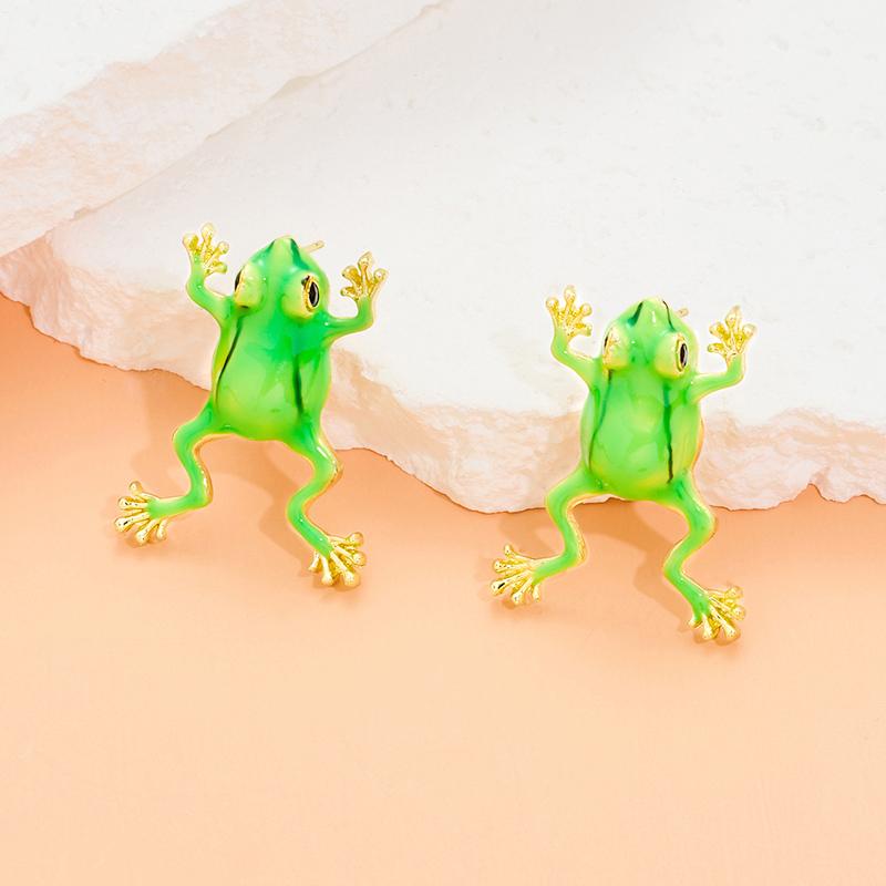 Одна пара персонализированных милых причудливых мультяшных новых колец в виде лягушки, сережек-клипс в виде лягушки