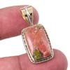 Natural Unakite Gemstone 925 Solid Sterling Silver Two Tone Pendant 1.25" p0O30