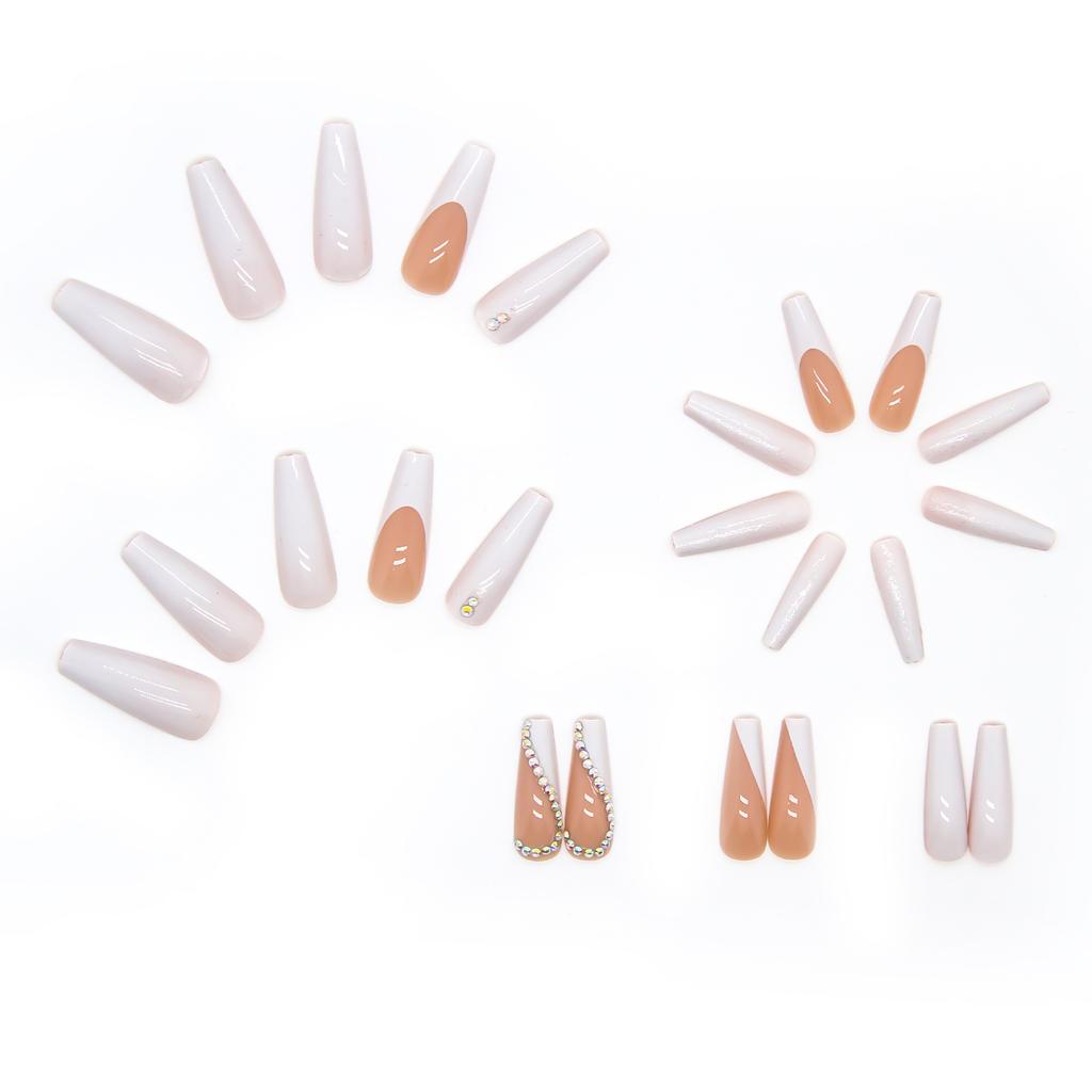 Балетные ногти Длинные белые французские ногти Маникюр Готовые накладные ногти Наклейки на ногти Съемные ногти
