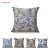Traditional French Toile De Jouy Motif Design Pattern Navy Blue Elephant Flower Design Decorative Pillow Case Sofa Cushion Cover