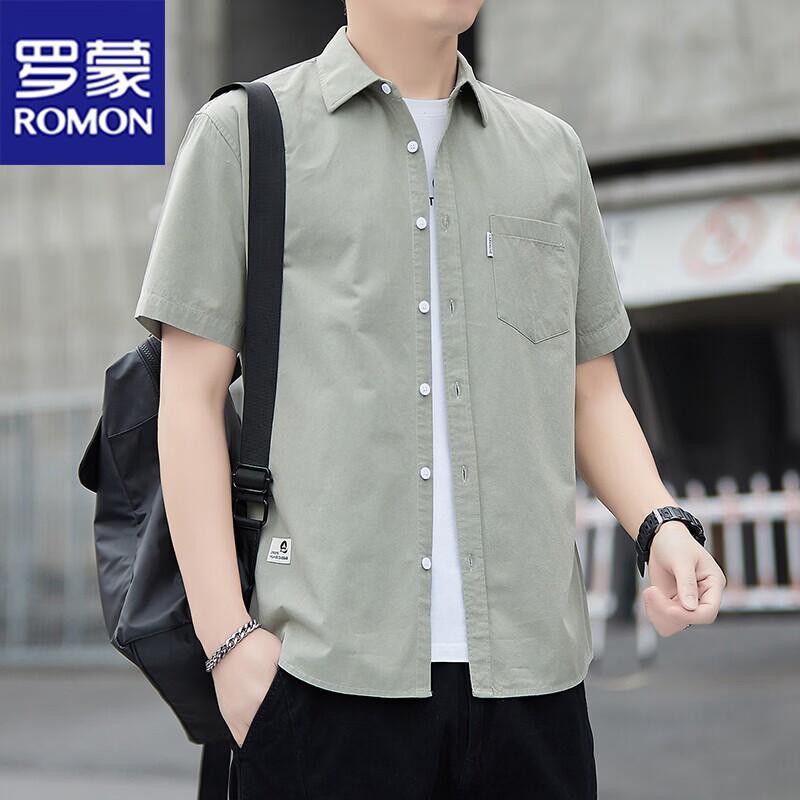 ROMON Men's Short Sleeve Casual Shirt