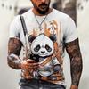 Men's T-Shirt Cartoon Panda Pattern 3D Printed Tee Casual Loose Fitting Short Sleeve T-Shirts Oversized Men Clothing Tops Summer