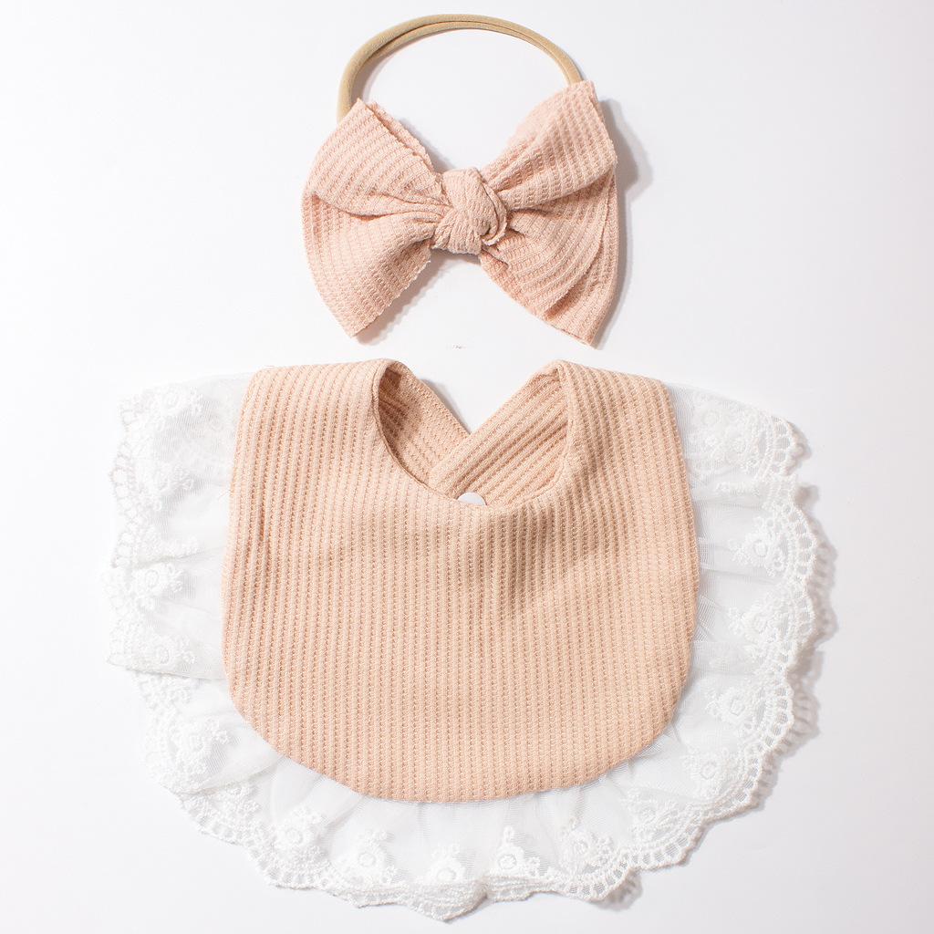 Baby Bib Set Bowknot Headband and Bib Combination Four Seasons Pure Cotton/Nylon for Baby Boys & Girls