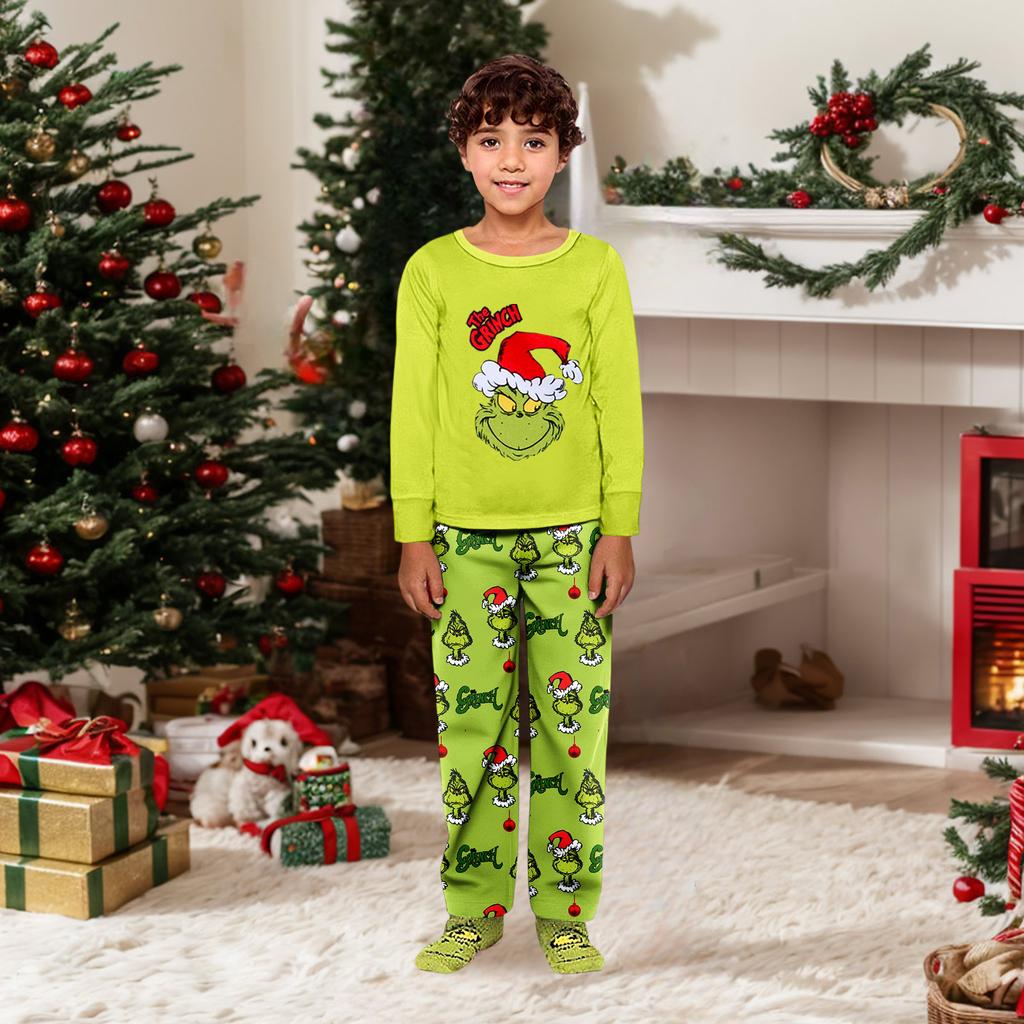 Parent-child Christmas Print Home Suit Long-sleeved Top And Pants