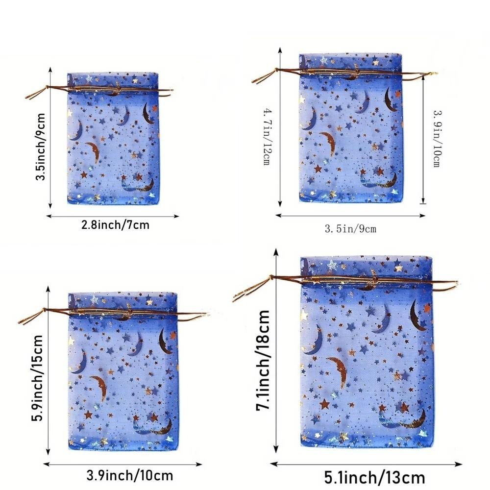 10/20 шт. Мешок-мешочек «Новолуние и звезды» из органзы, разноцветный, подарочный, для хранения, для фестиваля, вечеринки, свадьбы