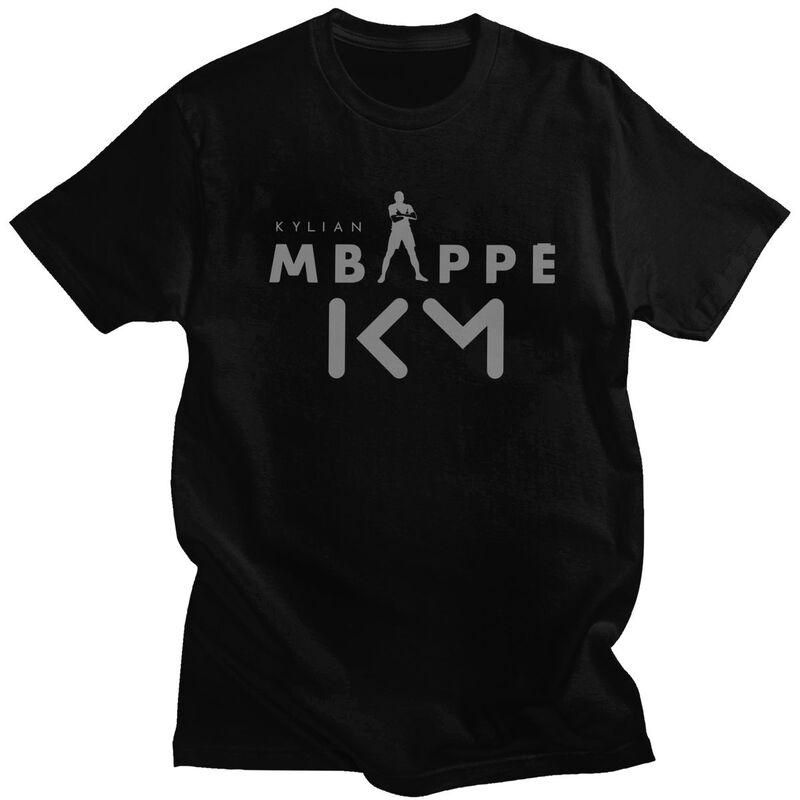 Подарок на заказ Футболка с логотипом Мбаппе KM Мужская 100% Хлопок Повседневная Футболка для любителя футбола Топы Уличная одежда Футболки