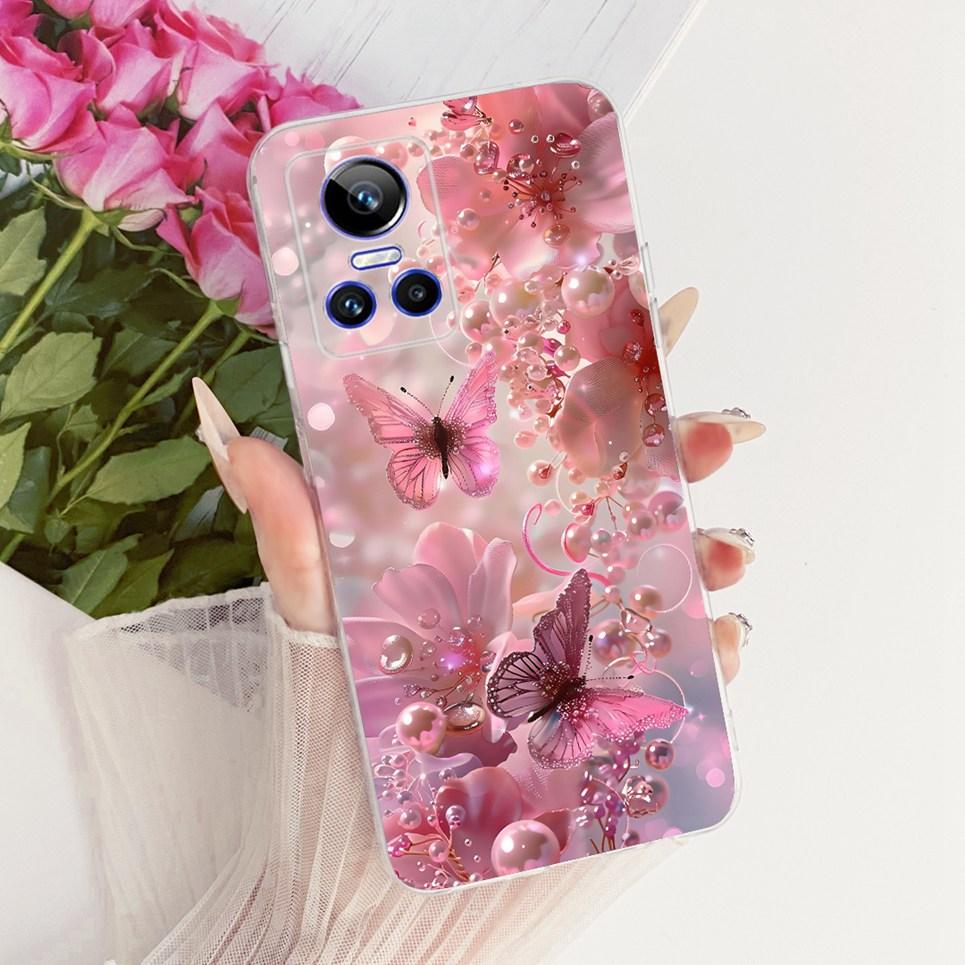 Luxury Flower Butterfly Bow Pattern Casing For Realme GT Neo 3 150W Neo 5 240E GT3 Back Cover Clear Soft Silicone Phone Case