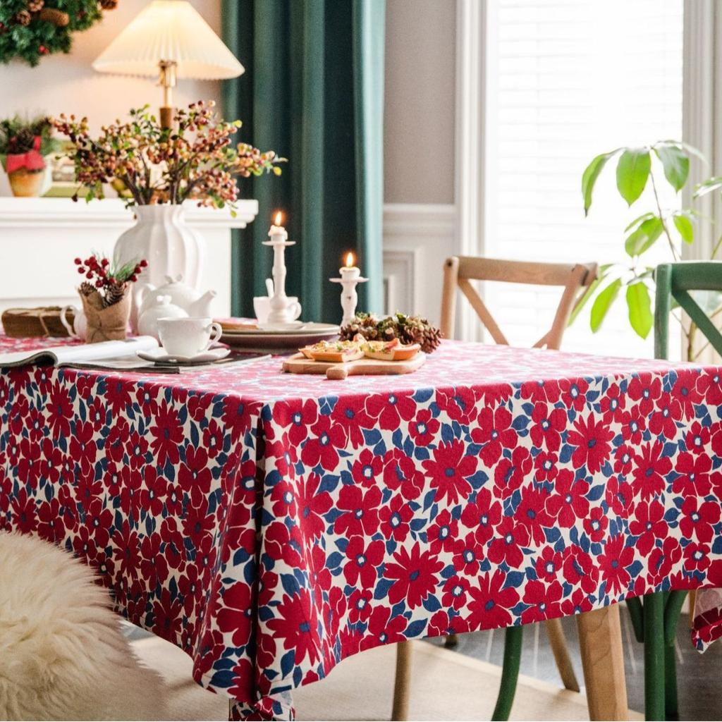 Tablecloth Cotton and Linen Printed Blue and White Porcelain Retro Tablecloth Restaurant Cloth Tablecloth