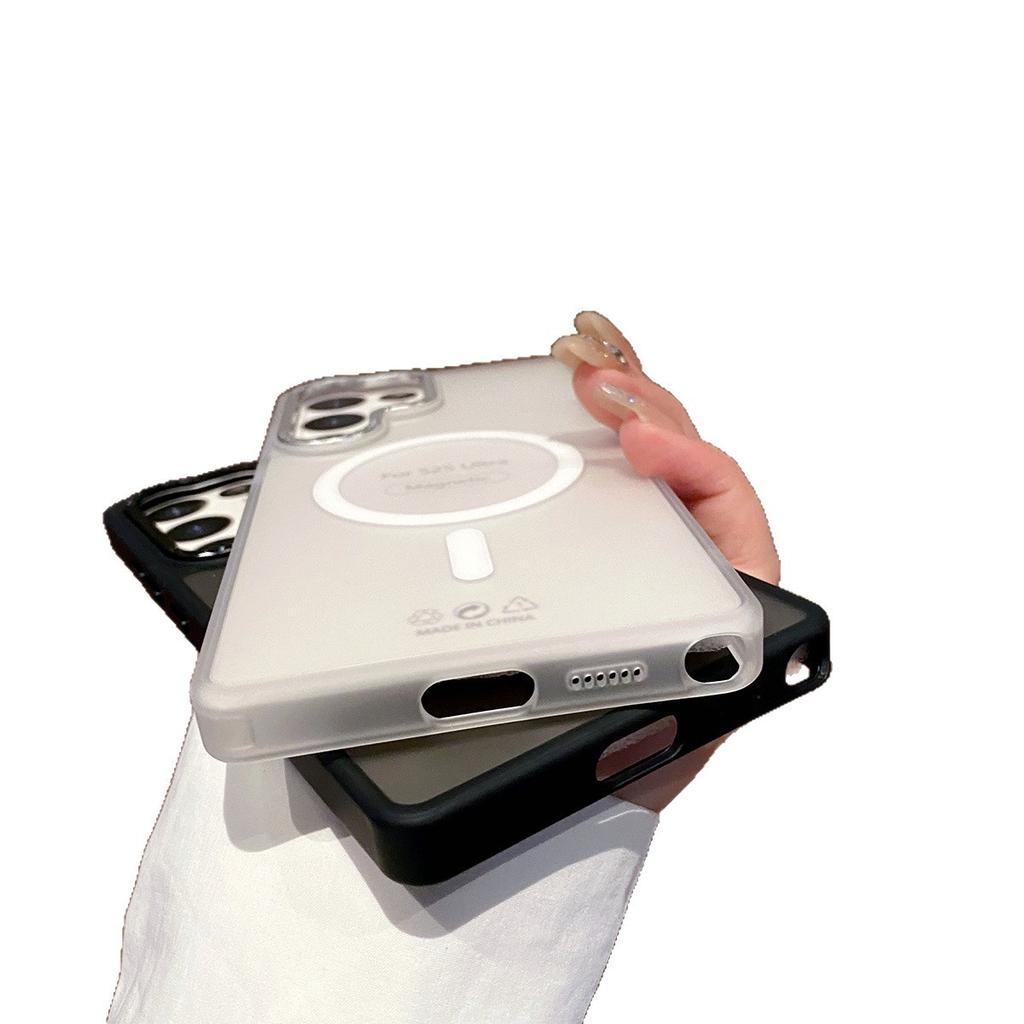 Hardware Camera Frame Frosted Skin Magnetic Phone Case for Apple 16pro Simple High-end Magnetic Phone Case New Style