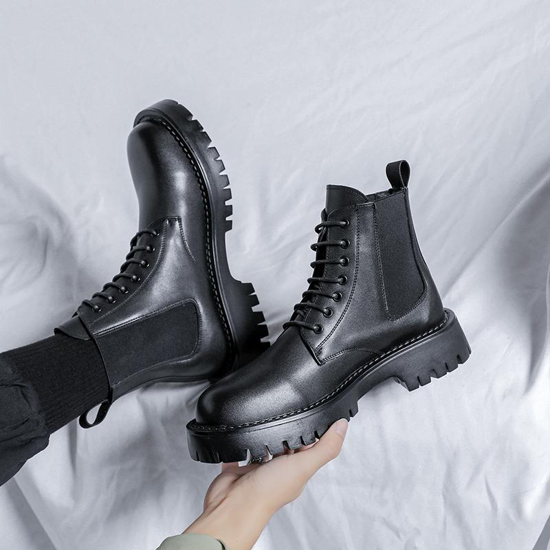 Мужские деловые ботинки на толстой подошве. Модные классические универсальные стили. Обувь для отдыха и моды. Обувь для вечеринок и отдыха для взрослых, офиса и улицы. Мотоциклетная обувь.