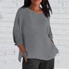 Women's Fashion Seven-Quarter Sleeve Round Neck Solid Color Loose Casual Shirt Tops
