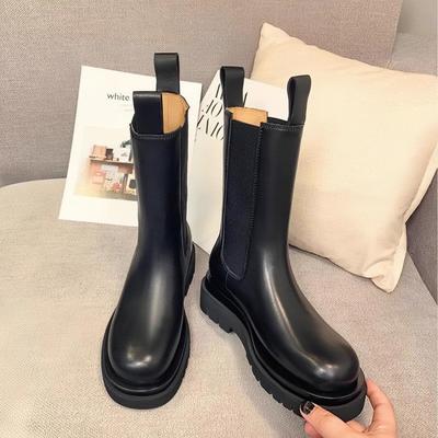 Бен~ Мартинсы на внутренней платформе, увеличивающие рост, Женские ботинки в британском стиле на толстой подошве, Женские ботинки-сигареты, Короткие ботинки Челси, Короткие ботинки