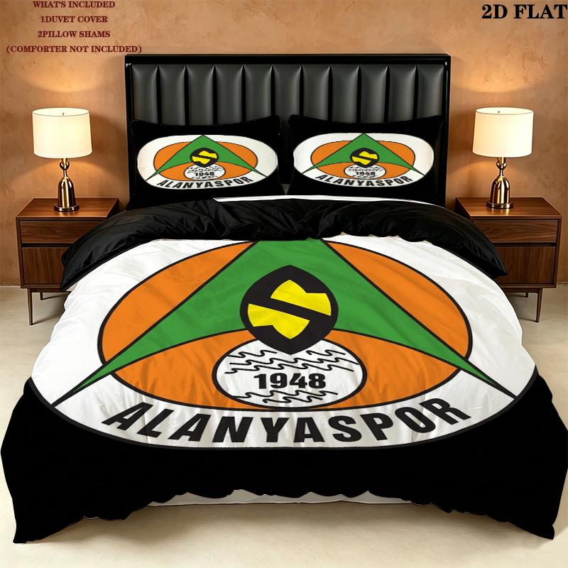 Alanyaspor Pattern Bedding uilt Set uilt Cover Pillowcase Home Decoration Birthday Gift (1 * duvet cover + 2 * pillowcase without core)