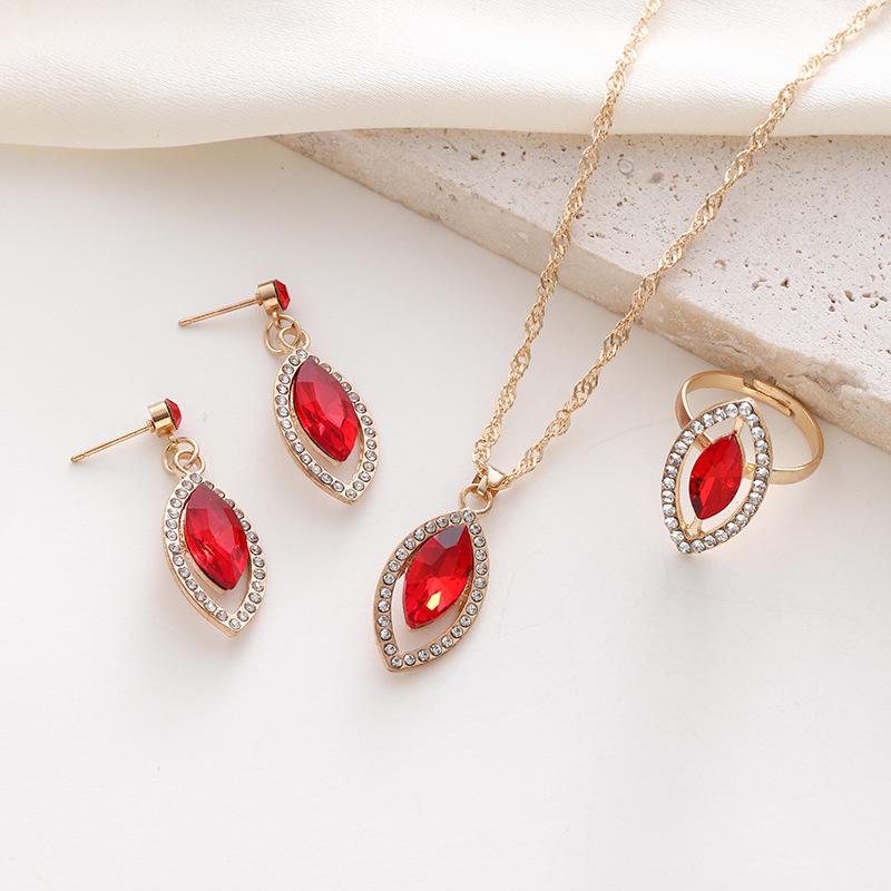 Роскошный европейско-американский набор модных украшений: Элегантное колье, серьги и кольцо с камнем «кошачий глаз»