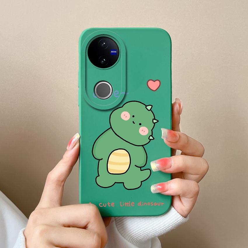 Для Vivo V50 Y16 Y31 Y53S Y55 IQOO Z10X Y51 Y70 Чехлы для телефона Шаловливый динозавр Рисунок Жидкий силикон Пылезащитный Полный защитный чехол Для Vivo Задняя крышка