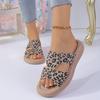 Retro Fashion Platform Bag Heel Sandals Women's Summer Wear 2025 New High-end Light Luxury Leopard Print Two Wear Beach Shoes
