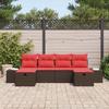 Garden Sofa Set with Cushions 6 pcs Brown Poly Rattan