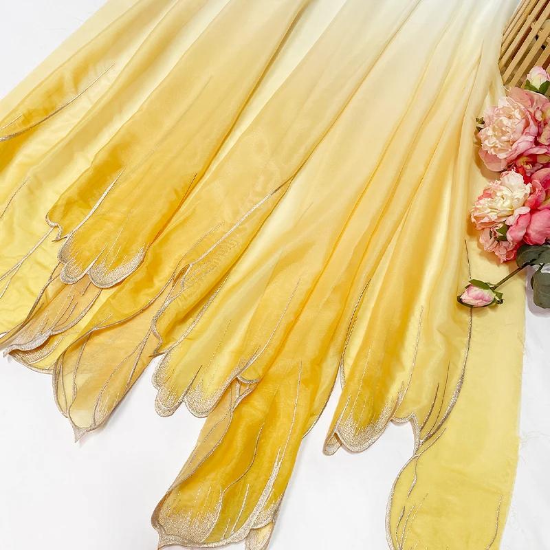 150x100cm Embroidery Lotus Leaf Soft Fabric DIY Hanfu Shirts Doll Cloth Chinese Style DIY Sewing Craft Organza Tulle Fabric New