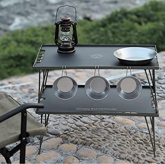 Кемпинговая стойка Moon Ground Rack Field Rack, алюминиевая верхняя пластина, набор из 2 шт., черная, черная, снаряжение T-2308-BK-2P