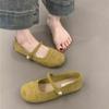 French Retro Light Mouth Red Single Shoes Female 2025 Spring New Gentle Fairy Suede Mary Jane Flat Women's Shoes