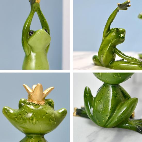 Статуэтка лягушки для йоги, мультяшная пара лягушек, смола, спортивная скульптура лягушки, украшение для дома, офиса, настольное украшение