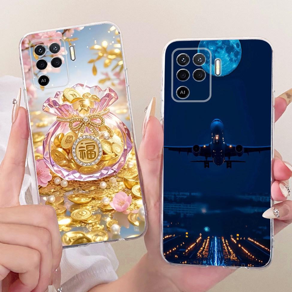 Clear Cover For Oppo A94 4G Case CPH2203 Cute Cat Fashion Butterfly Funny Painted Casing For Oppo Reno 5F CPH2217 Bumper
