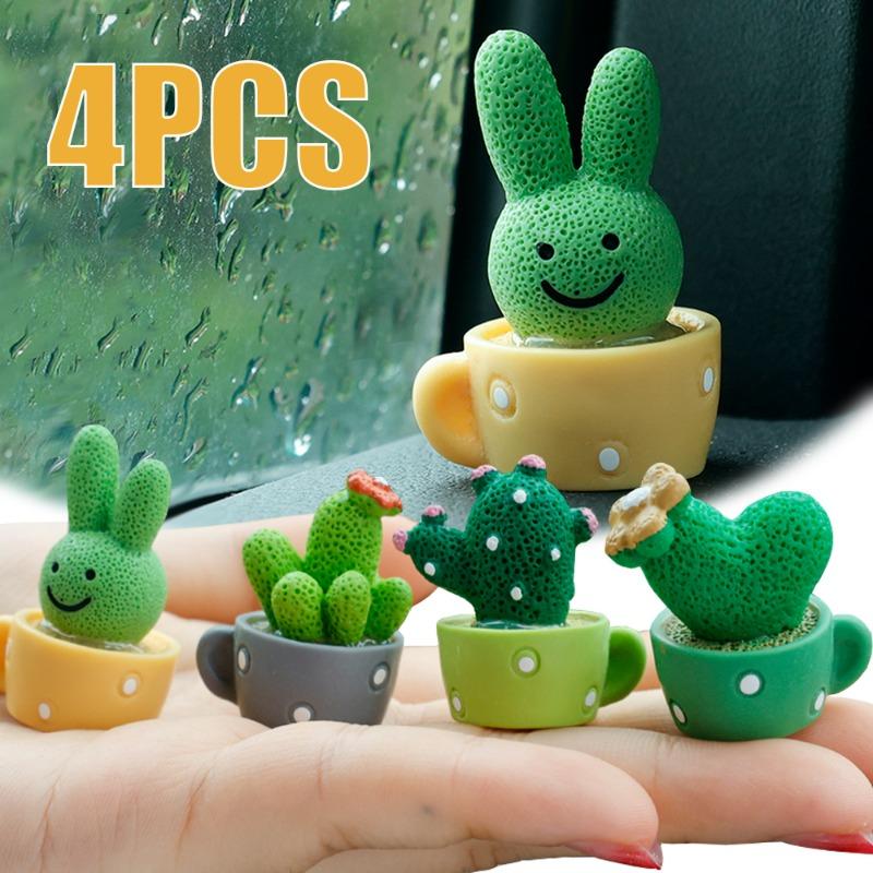 Мини-кактус в горшке, украшения для автомобиля, приборная панель автомобиля, мультяшный кактус, украшение для интерьера, украшения, зеленое растение в горшке, украшение
