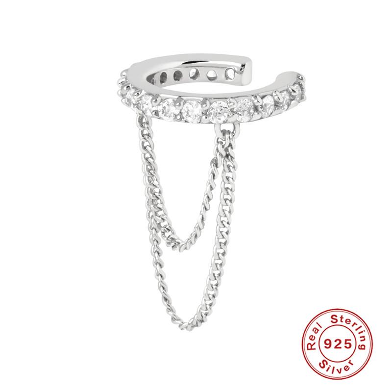 AIDE 1pcs 925 Silver Zircon Earring For Women Chain Cuffs Earring Pendientes Brincos Aretes Fine Jewelry Party Gifts