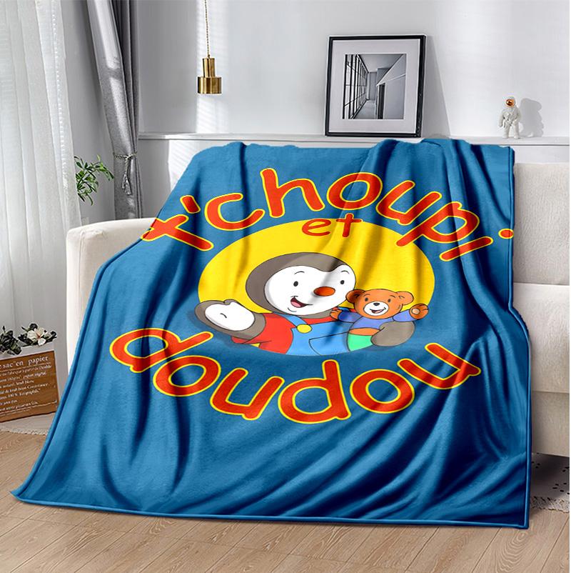 T'Choupi Flannel Blanket Soft Warm All-Season Throw, Design for Camping, Car Travel, Hiking Sofa, Bed, Office Perfect Gift for Parties