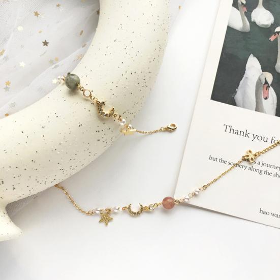 Женский браслет со стразами, звездой и луной, из бисера, браслет-цепочка, ювелирный подарок