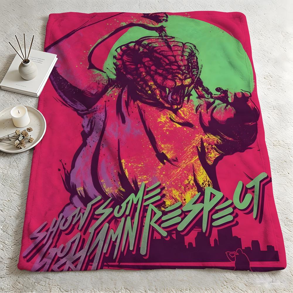 game HHotline Miamii Throw Warm Soft Flannel Blanket Multiuse for Sofa Bed Camping Travel Nap