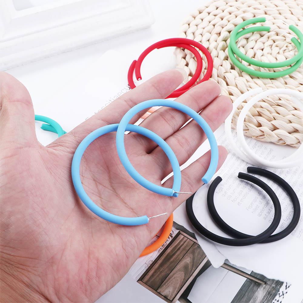 Simple Candy Color Personality Geometric Round Earrings Women Jewelry Hoop Earrings C-shaped