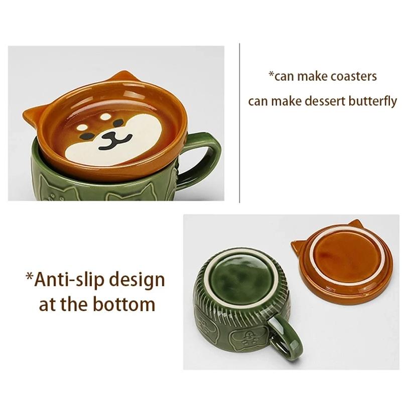 Japanese Cartoon Cat Coffee Mug With Animal Cat Pattern Lid Small Dish Cute Breakfast Cup Creative Coffee Cup Milk Cup Gift2026