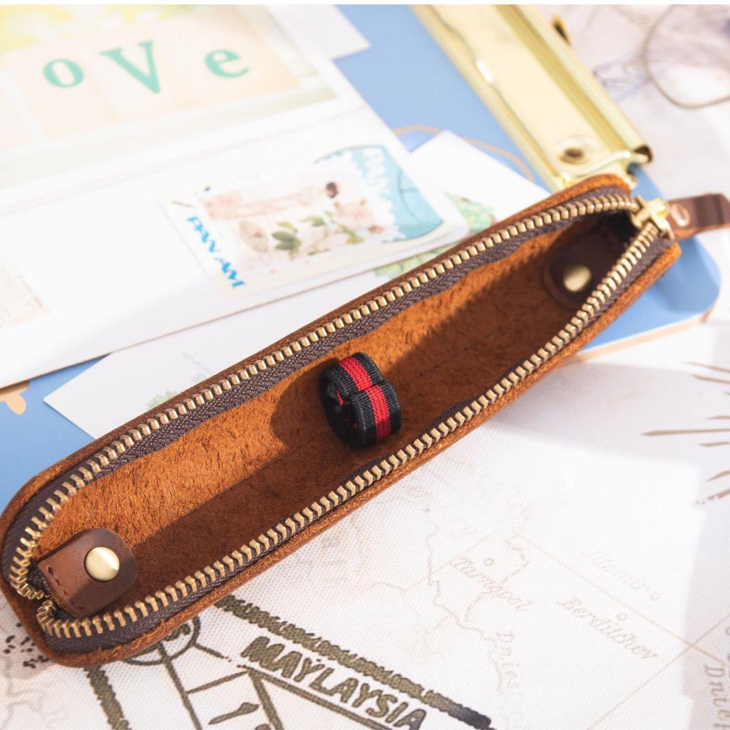 Mini Leather Pencil Bag Portable Zipper Pen Protective Case Schools Offices Use Novelty Business China