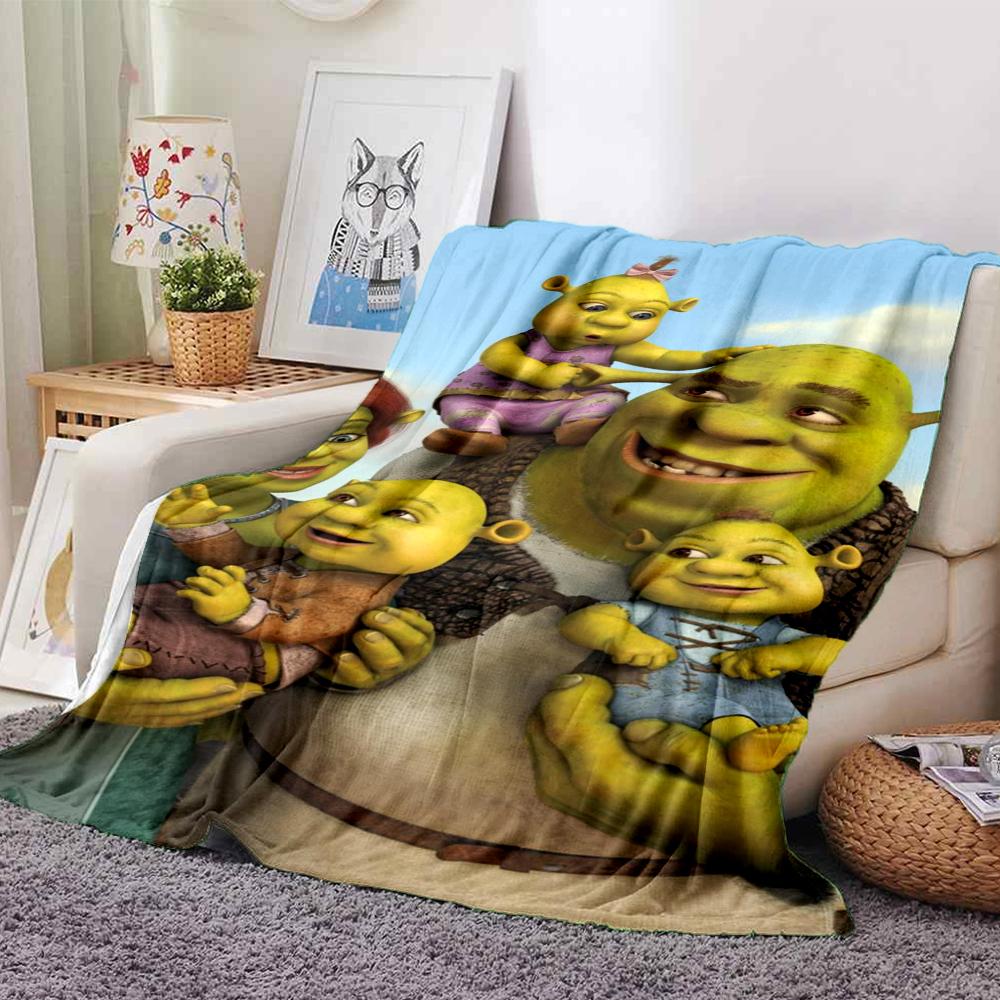 Shrek Theme Printed Blanket - Perfect for Couch, Bed, Travel & Outdoor Use | Machine Washable, Cozy & Durable.