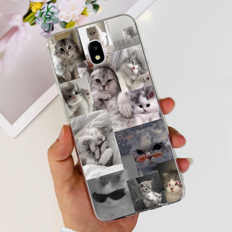Чехол для Samsung J3 J5 J7 2017 Чехол Милый Мультяшный Кот Модные Цветы Задняя Крышка Для Samsung Galaxy J7 2017 Чехол для Телефона