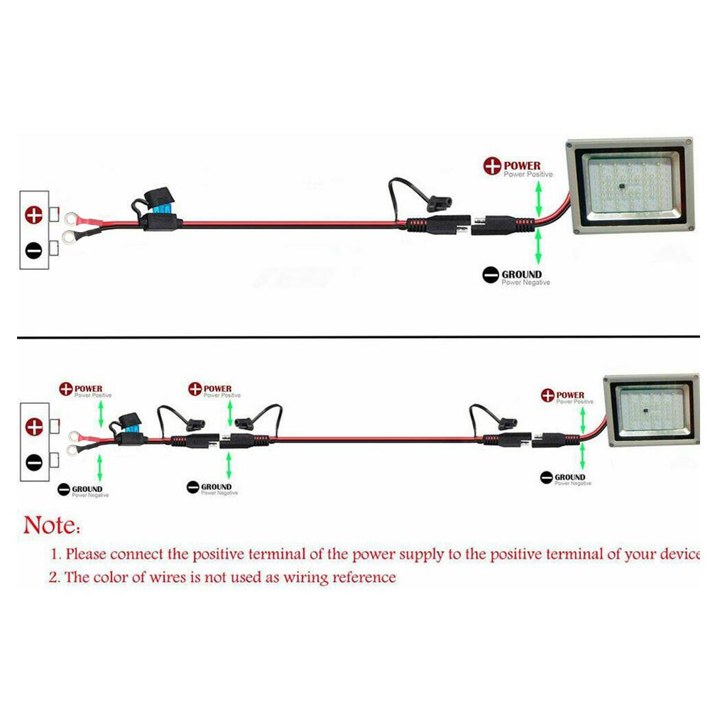 Соединитель аккумулятора SAE, жгут проводов SAE-кольцевой клеммы с 2-контактным быстроразъемным соединителем SAE для мотоциклов, автофургонов, лодок и т. д.