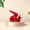 Home Décor Ceramic Rabbit Figurines (Set of 2, Red Color)