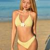 Комплект бикини Женский купальник Желтый Раздельный Женский купальный костюм Открытая спина Купание Летняя мода Пляжная одежда для отдыха