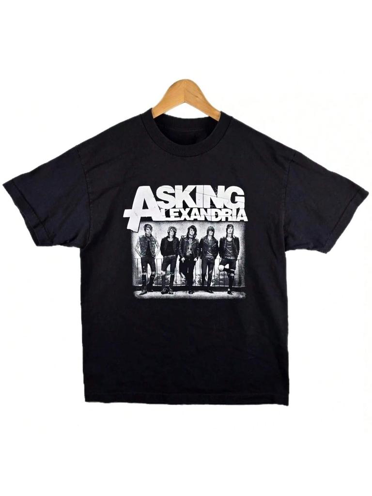Унисекс Футболка Рок-группы Asking Alexandria Винтажная Хлопковая Печатная Футболка Punk Y2k Топ Уличный Стиль Харадзюку унисекс's