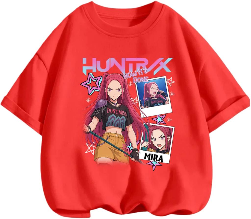 Summer Casual Crew Neck T Shirt Kpop Demon Hunters Cartoon Street Fashion Kids Boys Girls 3 14 Years Lightweight Daily