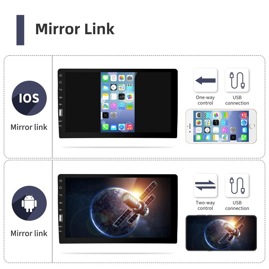 Hodozzy 9-дюймовая однодиновая автомобильная стереосистема CarPlay с сенсорным экраном, автомобильное радио, Bluetooth FMAM аудиоприемник, iOS/Android Mirror Link, USB автомобильная мультимедиа