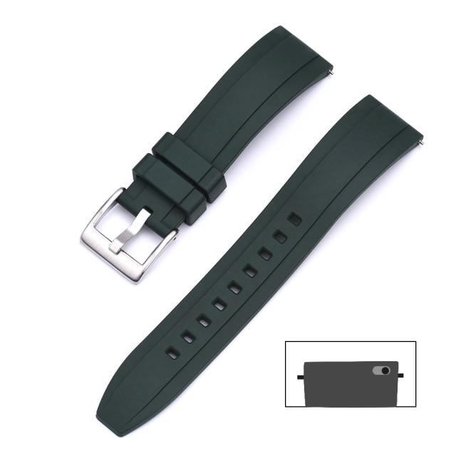 Premium Grade Vulcanized FKM Rubber Watch Strap 20mm 22mm 24mm Quick Relase Watchbands