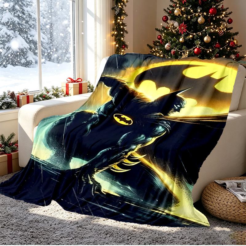 Batman Pattern Blanket for Home Decoration, Bed, Sofa, Car Travel, Camping, Suitable for All Seasons, Birthday Christmas Gift