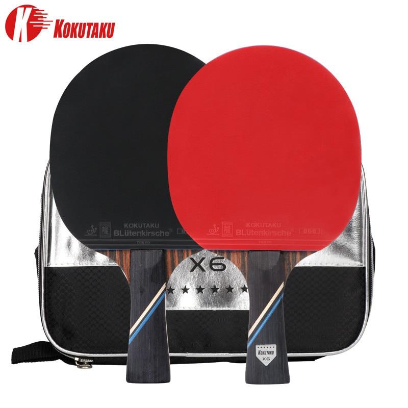 KOKUTAKU ITTF Approved Professional 4/5/6 Star Ping Pong Racket Carbon Table Tennis Racket Bat Paddle Set Pimples In Rubber with Bag